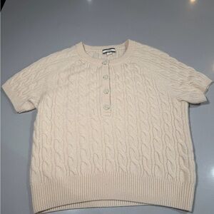 J. Crew Cream Cable Knit Blouse Cashmere